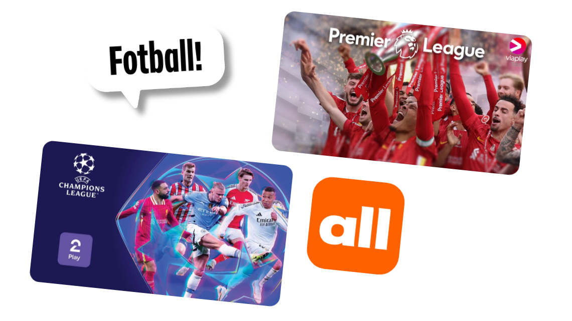 Fotball med Allente: Premier League på Viaplay og Champions League på TV 2 Play.