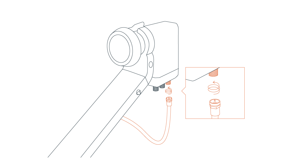 Skru kabelen til parabolhodet